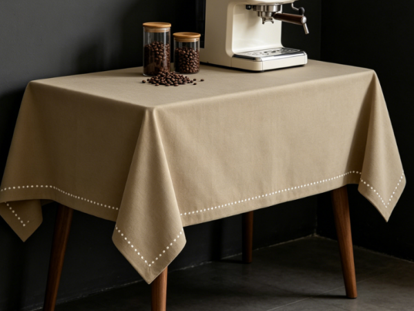 Beige Pure Cotton And Linen Tablecloths, Soft, Durable, Wrinkle-Resistant